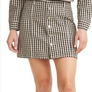 Levi’s Caviar Gingham Button Up A-Line Mini Skirt Women’s Size 28W NWT